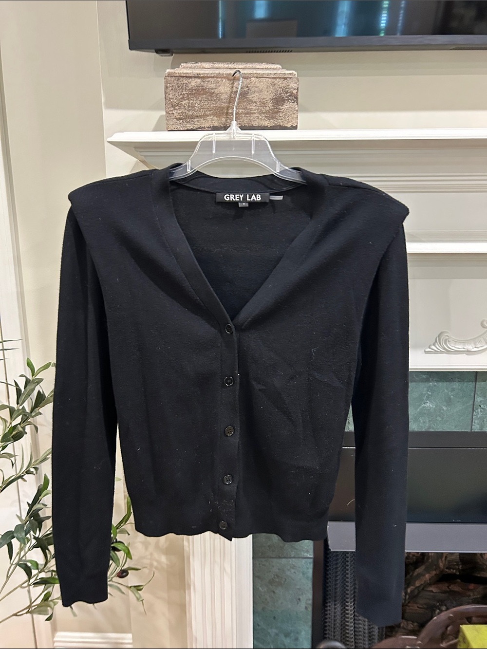 GREY LAB Black V-Neck Button Cardigan
